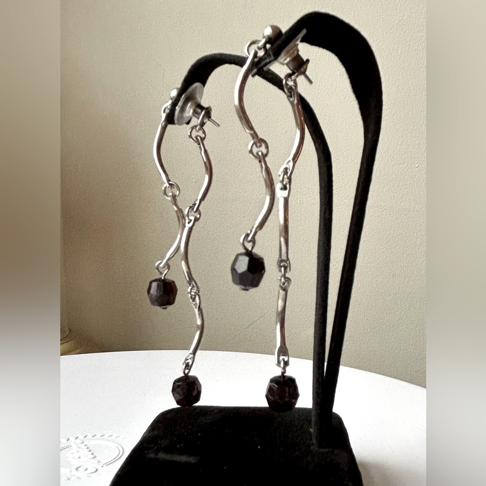 Silver & Black Earrings - Picture 1 of 4